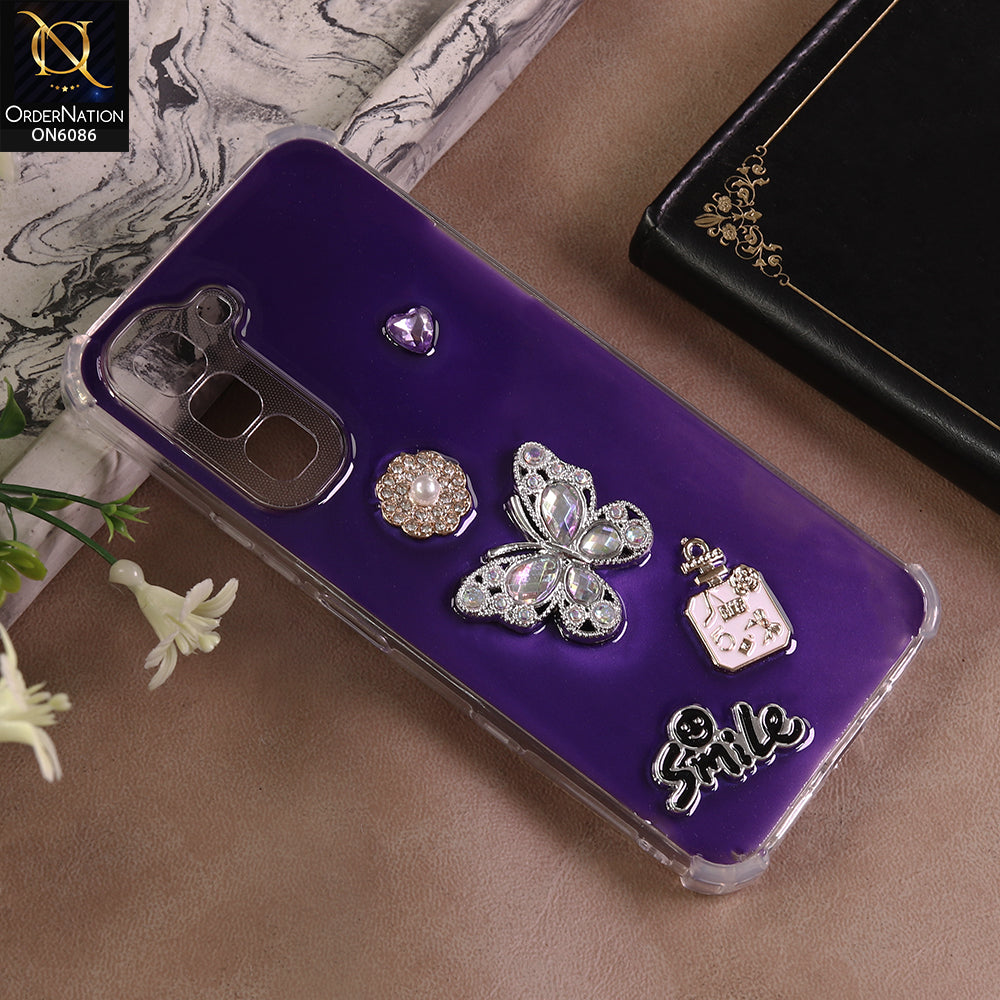 Infinix Hot 70 Cover - Blue - 3D Butterfly & Perfume Bottle Shinny Case Seamless Clear Borders Phone Cover