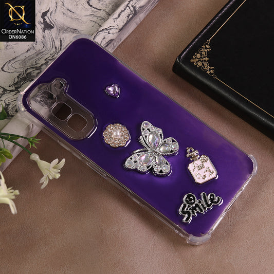 Infinix Hot 70 Cover - Blue - 3D Butterfly & Perfume Bottle Shinny Case Seamless Clear Borders Phone Cover