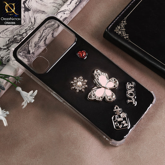 Infinix Smart 20 Cover - Black - 3D Butterfly & Perfume Bottle Shinny Case Seamless Clear Borders Phone Cover