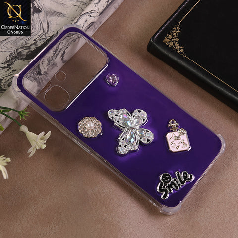 Infinix Smart 20 Cover - Blue - 3D Butterfly & Perfume Bottle Shinny Case Seamless Clear Borders Phone Cover