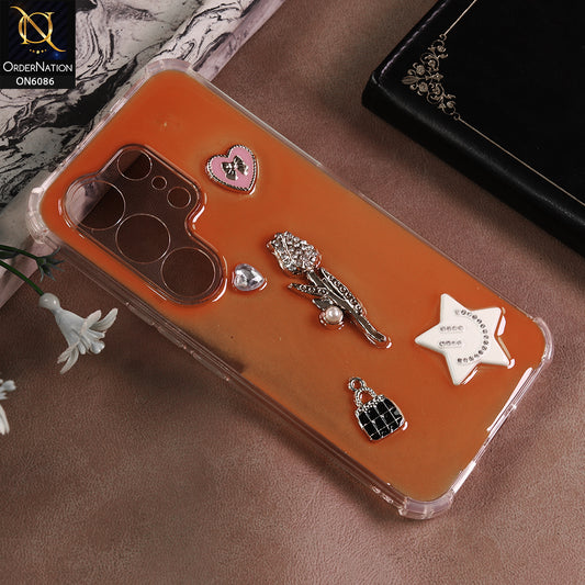 Tecno Camon 50 Pro 4G Cover - Orange - 3D Butterfly & Perfume Bottle Shinny Case Seamless Clear Borders Phone Cover