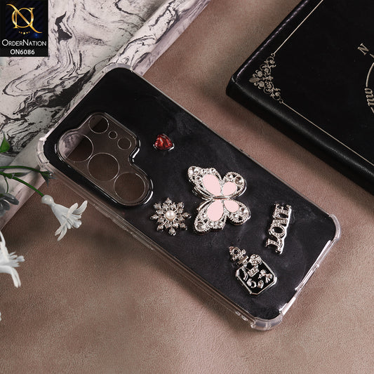 Tecno Camon 50 Ultra Cover - Black - 3D Butterfly & Perfume Bottle Shinny Case Seamless Clear Borders Phone Cover