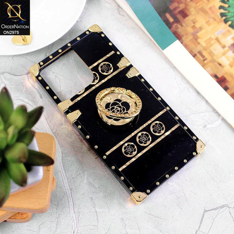 iPhone 14 Pro Max Cover - Design1 - 3D illusion Gold Flowers Soft Trunk Case With Ring Holder