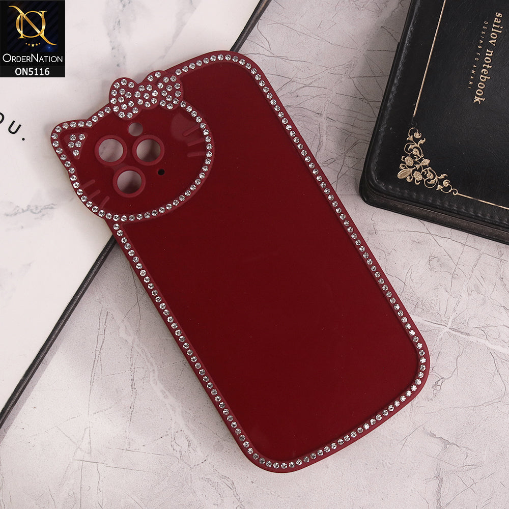 iPhone 11 Pro Max Cover - Red - Luxury Cartoon Rhinestones Soft Case With Camera Protection