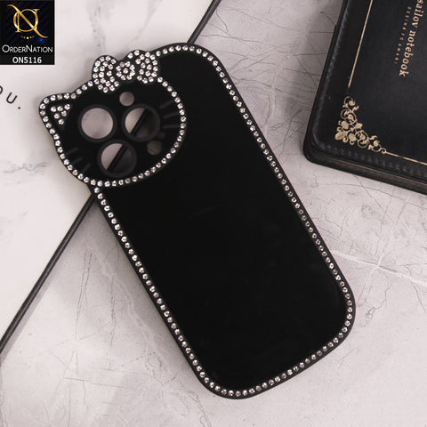 iPhone 15 Pro Max Cover - Black - Luxury Cartoon Rhinestones Soft Case With Camera Protection