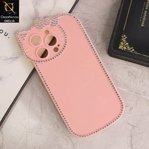 iPhone 15 Pro Max Cover - Pink - Luxury Cartoon Rhinestones Soft Case With Camera Protection