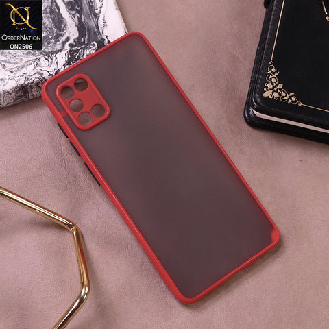 Samsung Galaxy A31 Cover - Red - New Semi Tranparent Color Borders Matte Hard PC Protective Case