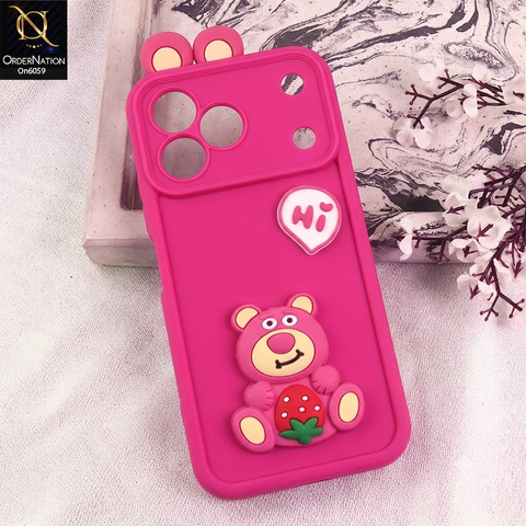 Tecno Spark 50 Cover - Dark Pink - 3D Cute Cartoon Characters Soft Silicone Case with Camera Protection