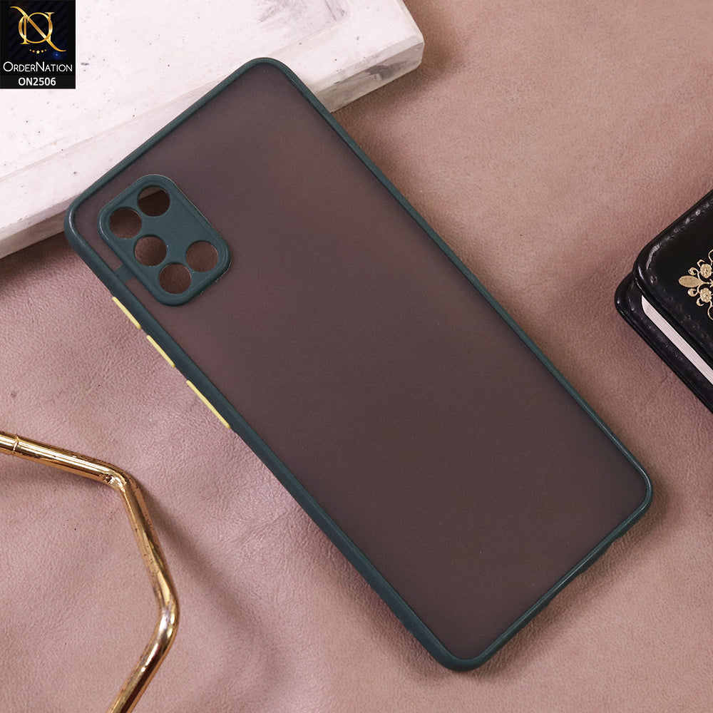 Samsung Galaxy A31 Cover - Dark Green - New Semi Tranparent Color Borders Matte Hard PC Protective Case