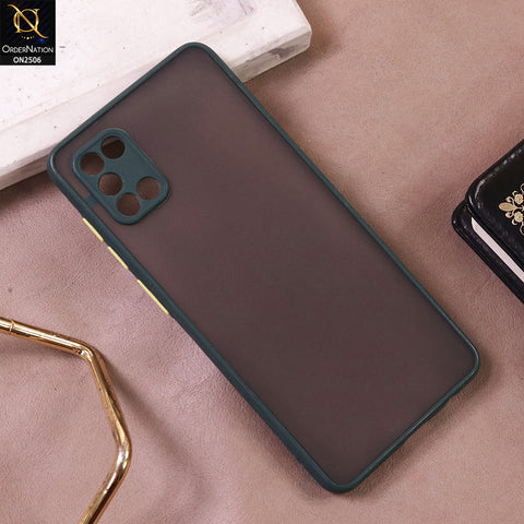 Samsung Galaxy A31 Cover - Dark Green - New Semi Tranparent Color Borders Matte Hard PC Protective Case