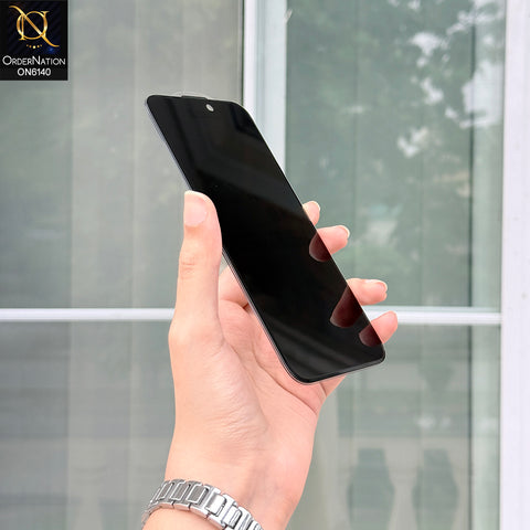 iPhone 15 Pro Max Protector - Black - Xmart Privacy 8K Tempered Glass Anti Static Screen Protector With Curved Privacy Screen Film