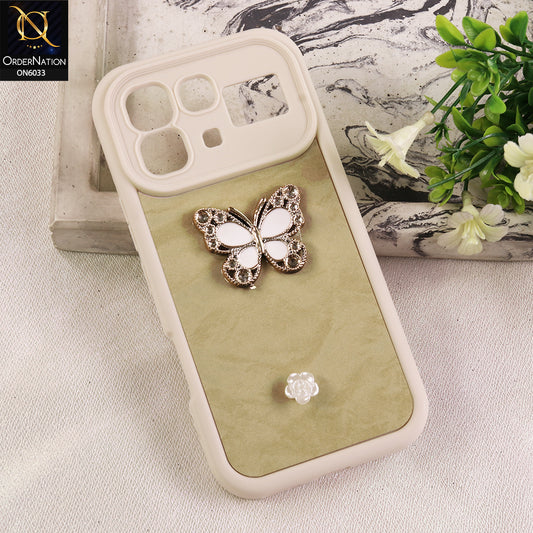 Infinix Note 60 Pro Cover - White - Elegant 3D Rhinestone Butterfly Premium Phone Cover