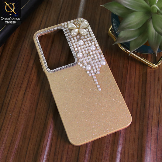 Xiaomi Redmi 15 4G Cover - Brown - Adorable Pretty RhineStones And Pearls Zone Feminine Case