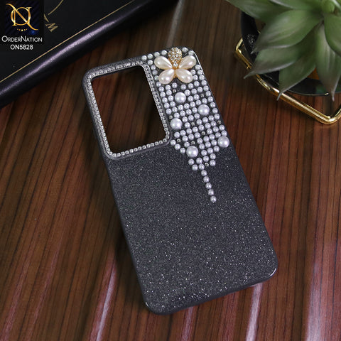 Xiaomi Redmi 15 4G Cover - Black - Adorable Pretty RhineStones And Pearls Zone Feminine Case