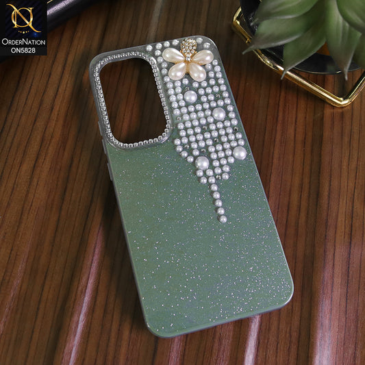 Infinix Hot 60 Pro Plus Cover - Blue - Adorable Pretty RhineStones And Pearls Zone Feminine Case