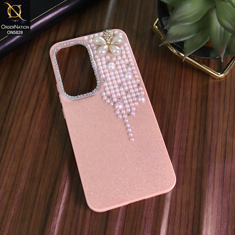 Infinix Hot 60 Pro Cover - Pink -  Adorable Pretty RhineStones And Pearls Zone Feminine Case