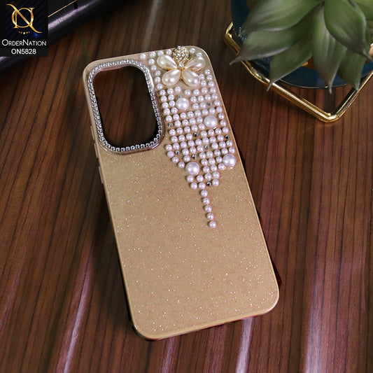 Infinix Hot 60 Pro Plus Cover - Brown - Adorable Pretty RhineStones And Pearls Zone Feminine Case