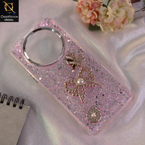 Xiaomi Redmi A3 Cover - Pink - New Beeded Rhinestones Shinny Glitter Case