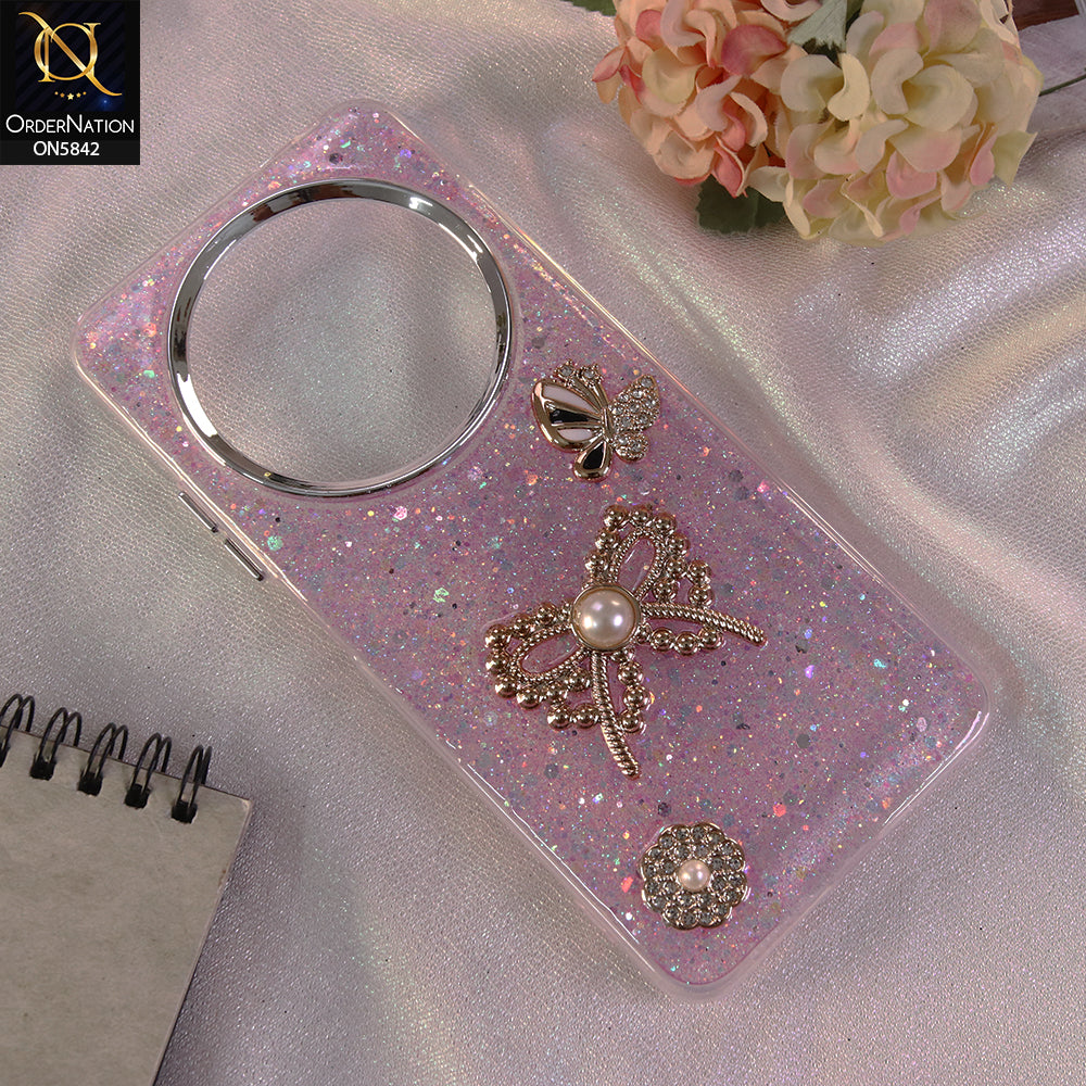 Xiaomi Redmi 14R Cover - Pink - New Beeded Rhinestones Shinny Glitter Case