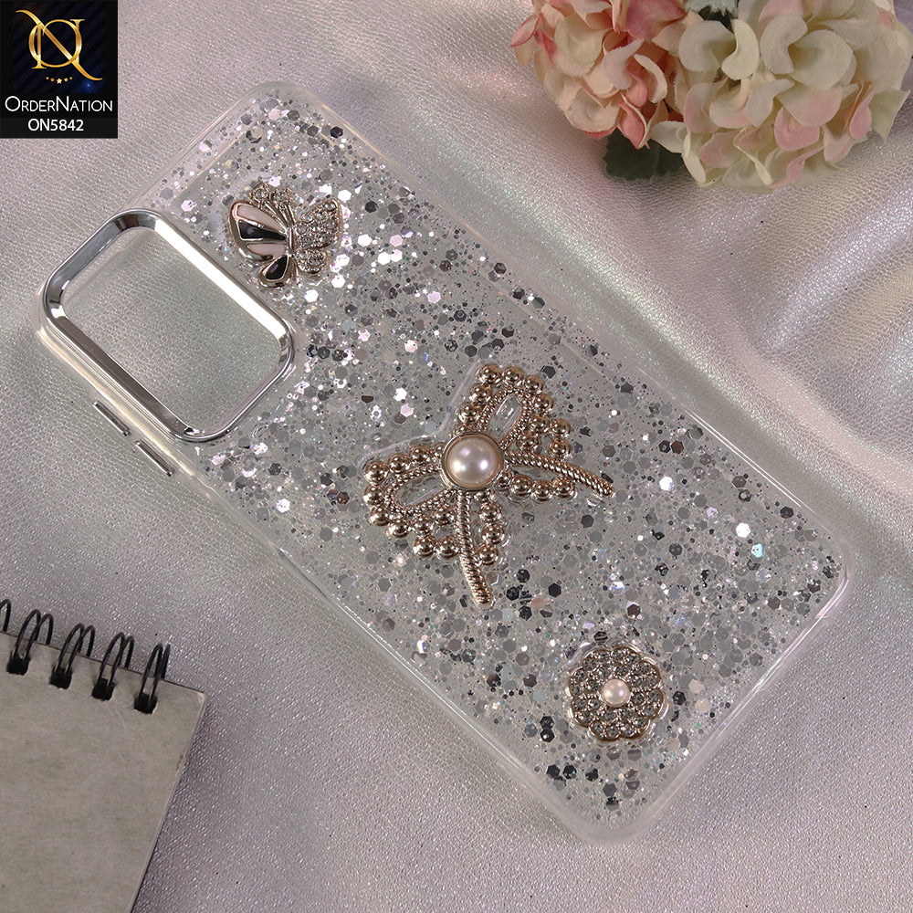 Samsung Galaxy A23 5G Cover - Silver - New Beeded Rhinestones Shinny Glitter Case