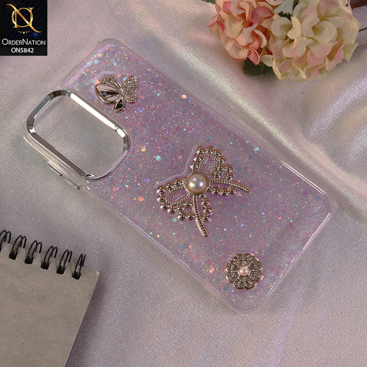 Samsung Galaxy F17 Cover - Pink - New Beeded Rhinestones Shinny Glitter Case