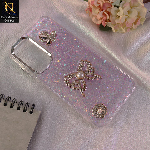 Samsung Galaxy F17 Cover - Pink - New Beeded Rhinestones Shinny Glitter Case