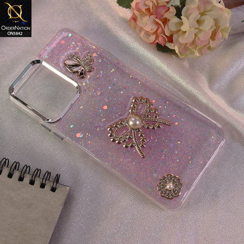 Infinix Smart 10 Cover - Pink - New Beeded Rhinestones Shinny Glitter Case