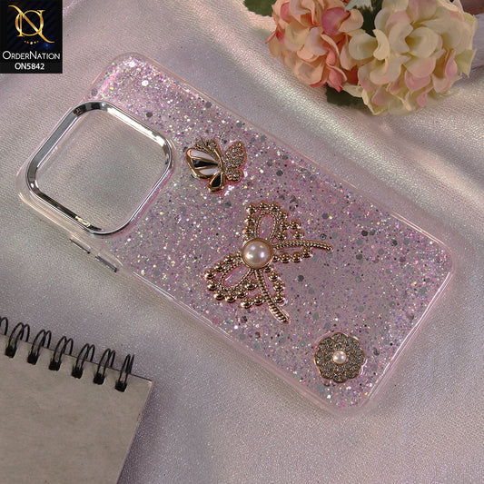 Infinix Smart 9 Cover - Pink - New Beeded Rhinestones Shinny Glitter Case