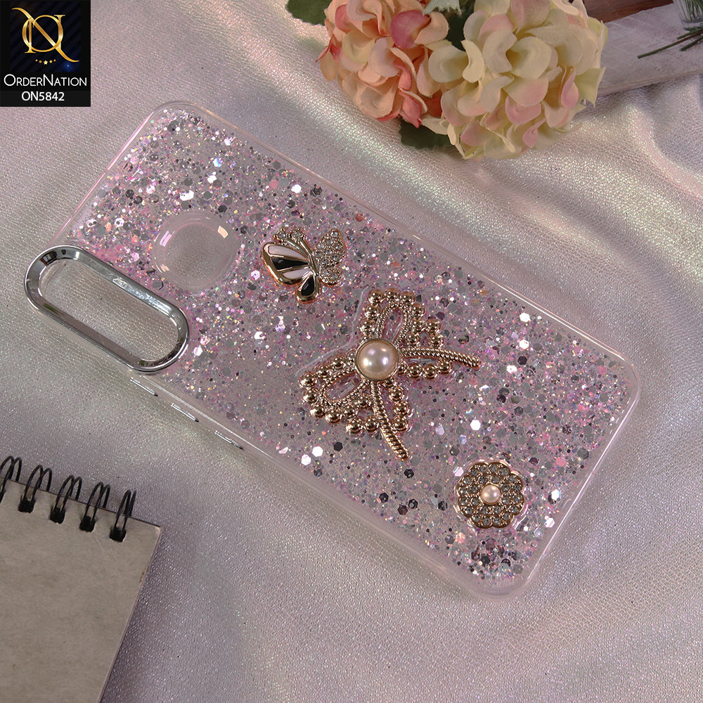 Infinix Hot 8 Lite Cover - Pink - New Beeded Rhinestones Shinny Glitter Case