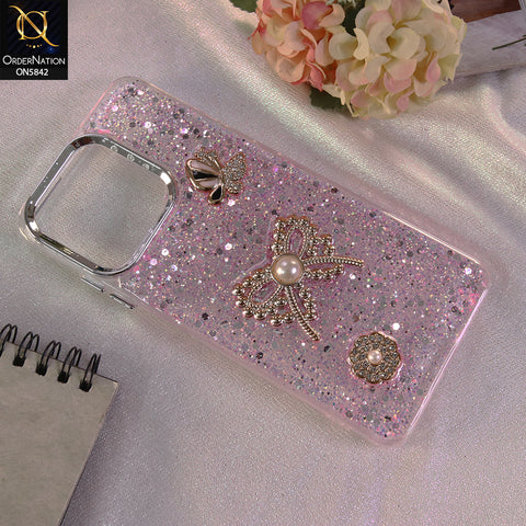 Realme C51 Cover - Pink - New Beeded Rhinestones Shinny Glitter Case