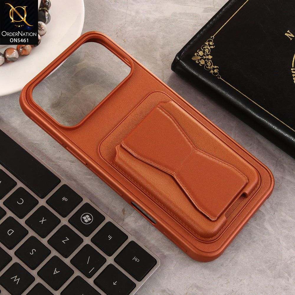iPhone 17 Pro Max Cover - Orange - New Protective Case with Card Holder And Bracket Stand Holder