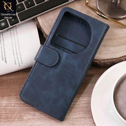 Infinix Zero 40 4G Cover - Blue - Premium Business Series Magnetic Leather Wallet Flip book Card Slots Soft Case