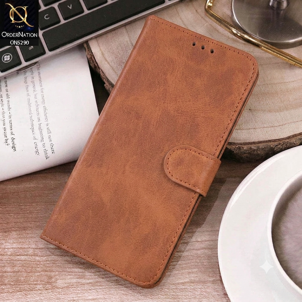 Oppo Reno 13 Cover - Dark Brown - Premium Business Series Magnetic Leather Wallet Flip book Card Slots Soft Case
