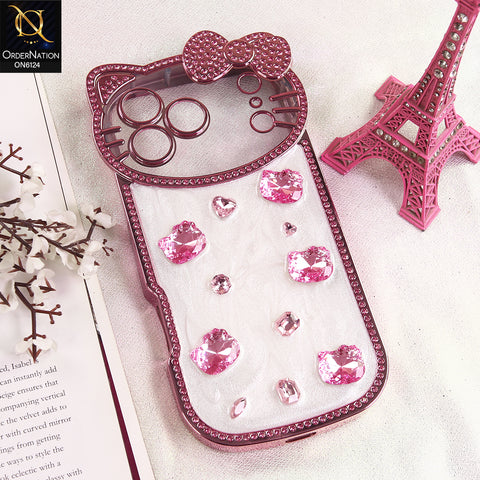 iPhone 17 Pro Max Cover - Pink - Premium Sparkling Crystal Rhinestone Cute Bow Design with Pearl and Glitter Back phone case