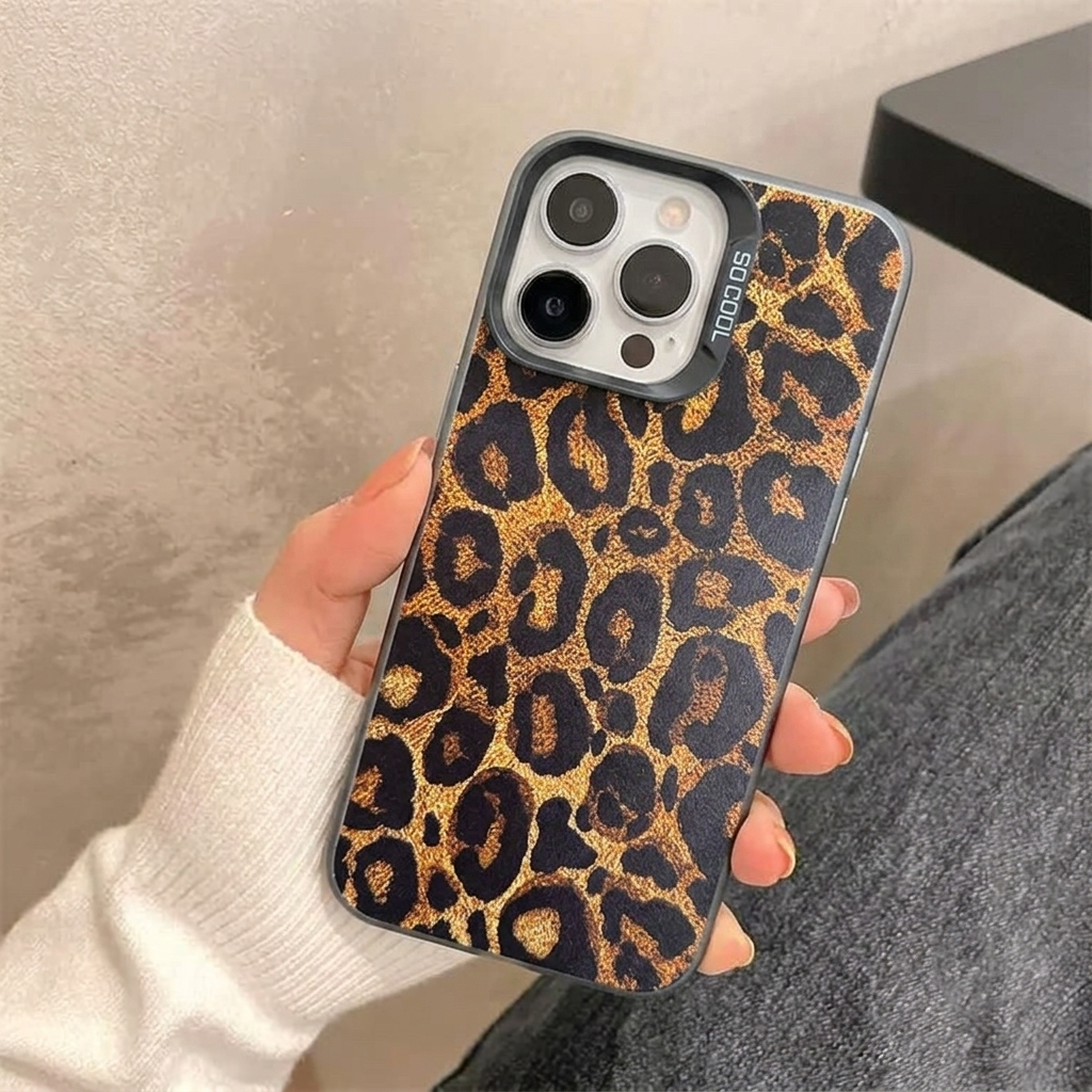 iPhone 15 Pro Max Cover - Brown - Luxury Spotted Pattern Shockproof Phone Cover with Camera Frame Guard  (Fast Delivery)