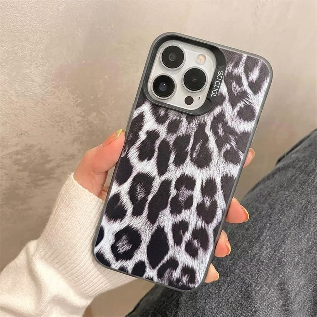 iPhone 15 Pro Max Cover - Grey - Luxury Spotted Pattern Shockproof Phone Cover with Camera Frame Guard  (Fast Delivery)