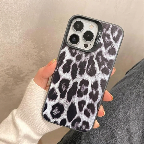 iPhone 15 Pro Max Cover - Grey - Luxury Spotted Pattern Shockproof Phone Cover with Camera Frame Guard  (Fast Delivery)