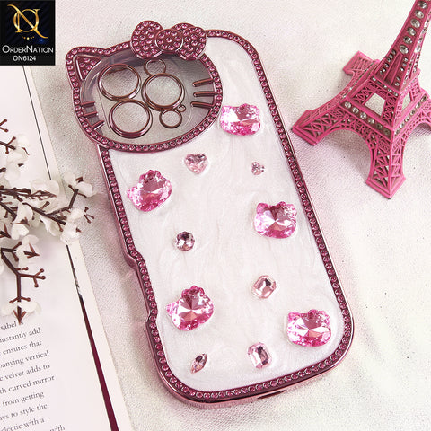 iPhone 16 Pro Max Cover - Pink - Premium Sparkling Crystal Rhinestone Cute Bow Design with Pearl and Glitter Back phone case