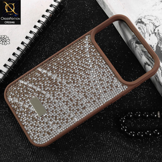 iPhone 17 Pro Max Cover - Brown - New Luxury Bling Rhinestones Diamond Shiny Glitter Soft TPU Case