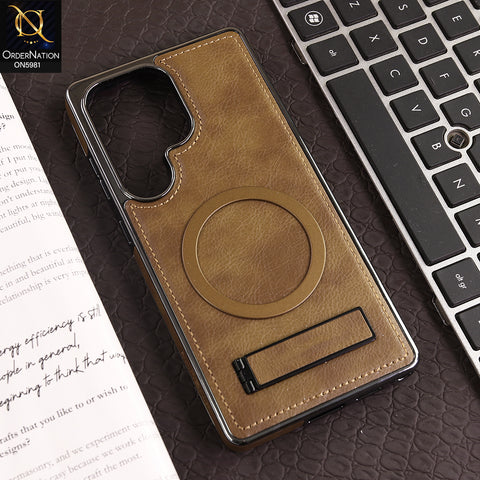 Samsung Galaxy S25 Ultra - Brown - JINDUKA Shockproof Leather Case with Ring Magnet and Stand