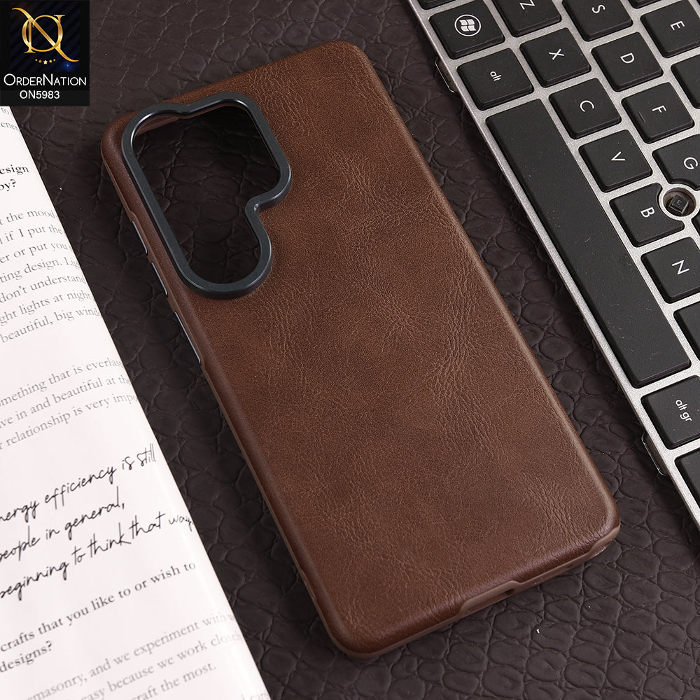 Samsung Galaxy S26 Ultra - Brown - New Jinduka Vintage Matte Leather Back Cover with Camera Guard