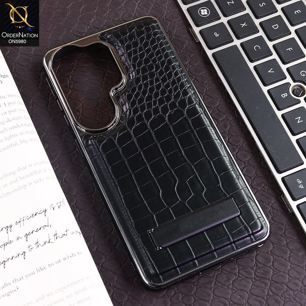 Samsung Galaxy S26 Ultra - Black - JINDUKA Urban Elite Crock Texture Case with Metallic Camera Ring