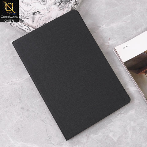 Samsung Galaxy Tab A8 10.5 / SM-X200 / SM-X205 (2021) Cover - Black - Octo PU Leather Fabric Texture Bifold Stand Flip Book Soft Case