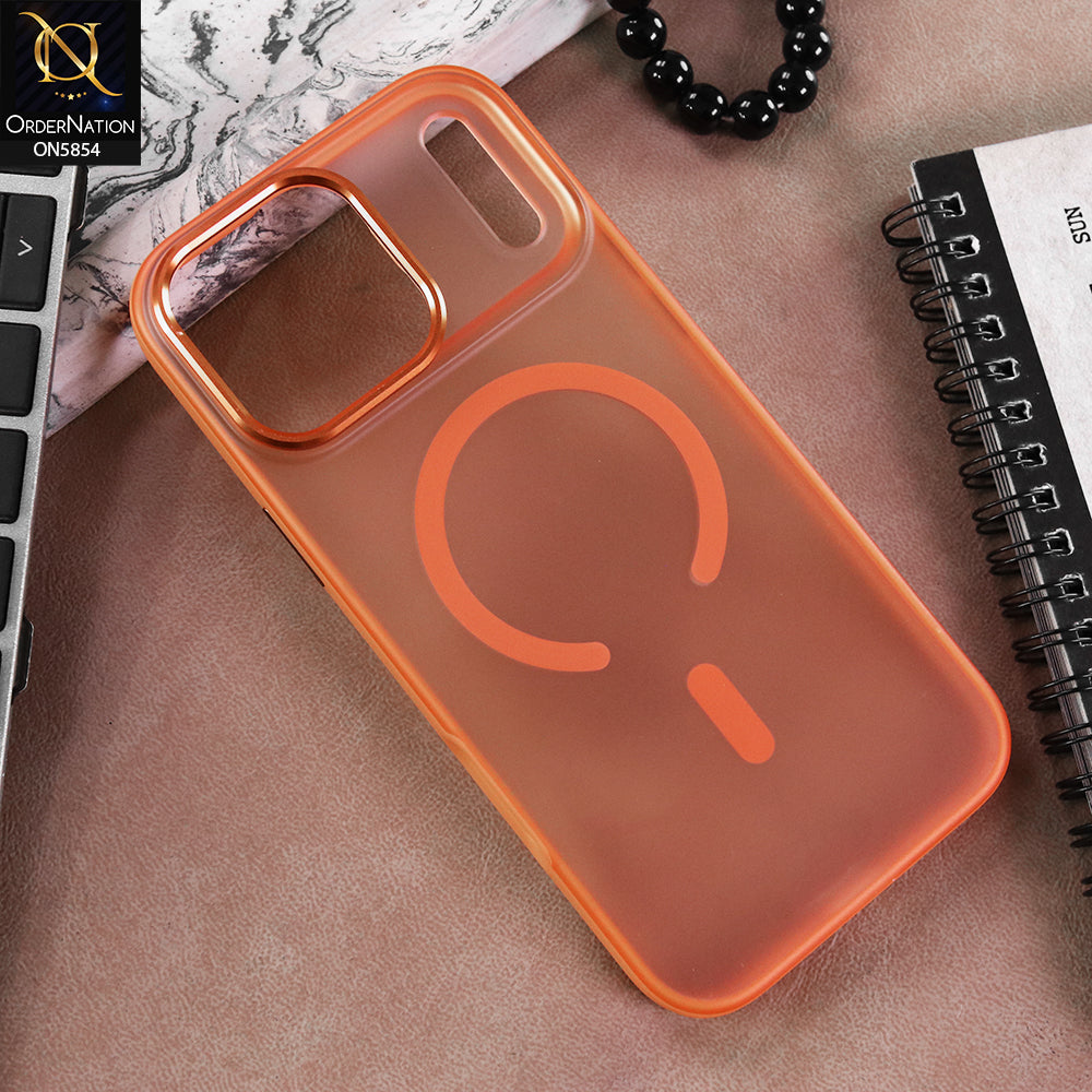 iPhone 17 Pro Max Cover - Orange - New Premium Semi Transparent With Magsafe and Metal Camera Ring Case