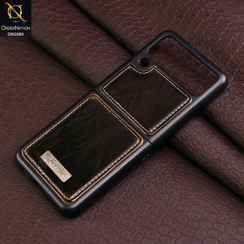 Samsung Galaxy Z Flip 4 5G Cover - Brown - CaseMe Classic Leather Flip Book Card Slot Case
