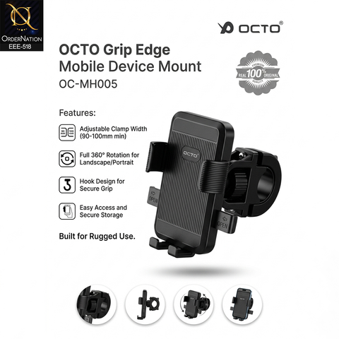 Bike Phone Holder Mount Universal Adjustable 360° Rotating with Secure Grip OCTO Grip Edge - OC-MH005 -