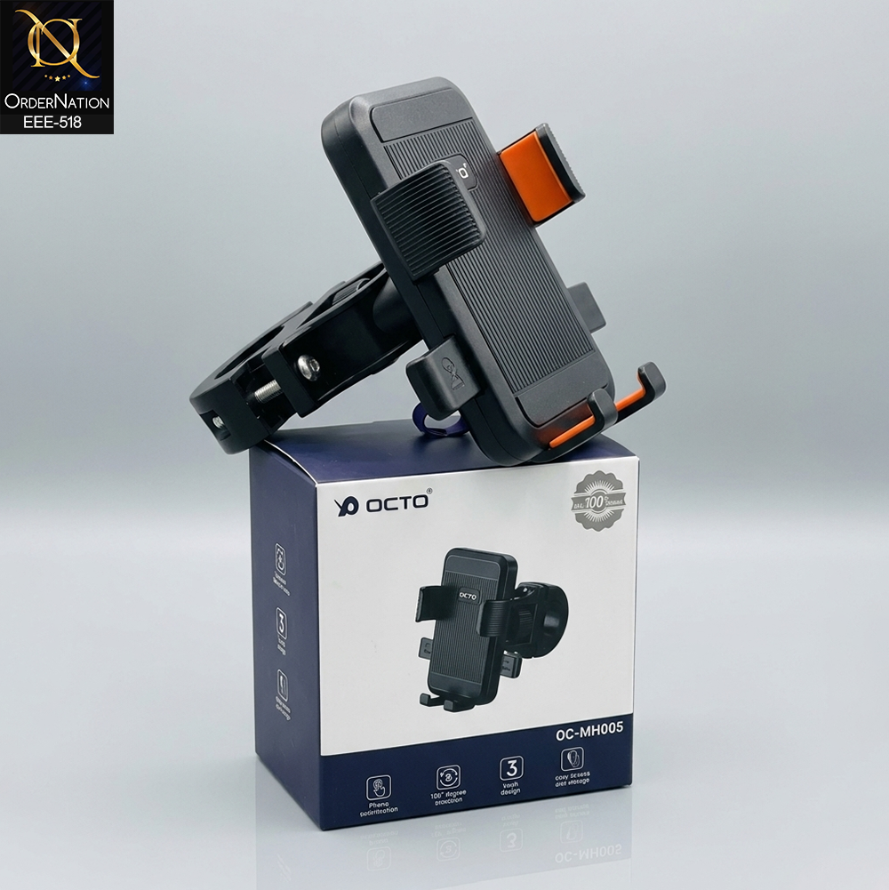 Bike Phone Holder Mount Universal Adjustable 360° Rotating with Secure Grip OCTO Grip Edge - OC-MH005 -