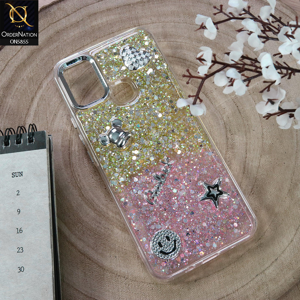 Infinix Hot 10 Cover - Design2 - New Cool 3D Goodluck Trendy Dual Sides Glitter Shiny Case (Glitter Doesn`t Move)
