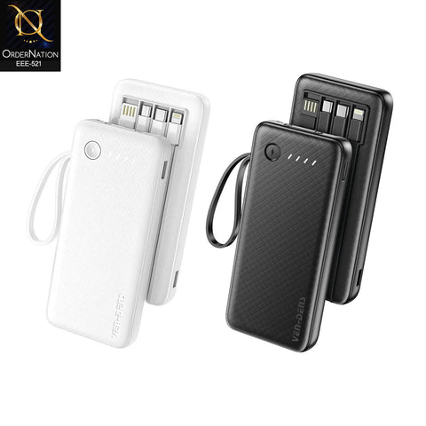 VEN-DENS - VD-PB059 - 20000mAh Power Bank with Built-In Charging Cables | Compact Portable Fast Charging Battery Pack