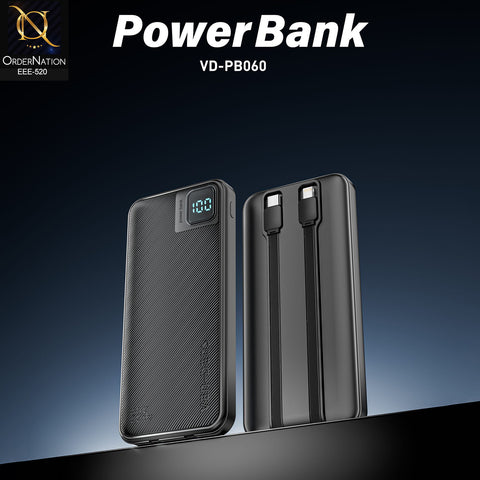 VEN-DENS - VD-PB061 - 20000mAh 22.5W Fast Charging Power Bank with Built-In Cables & Digital Display